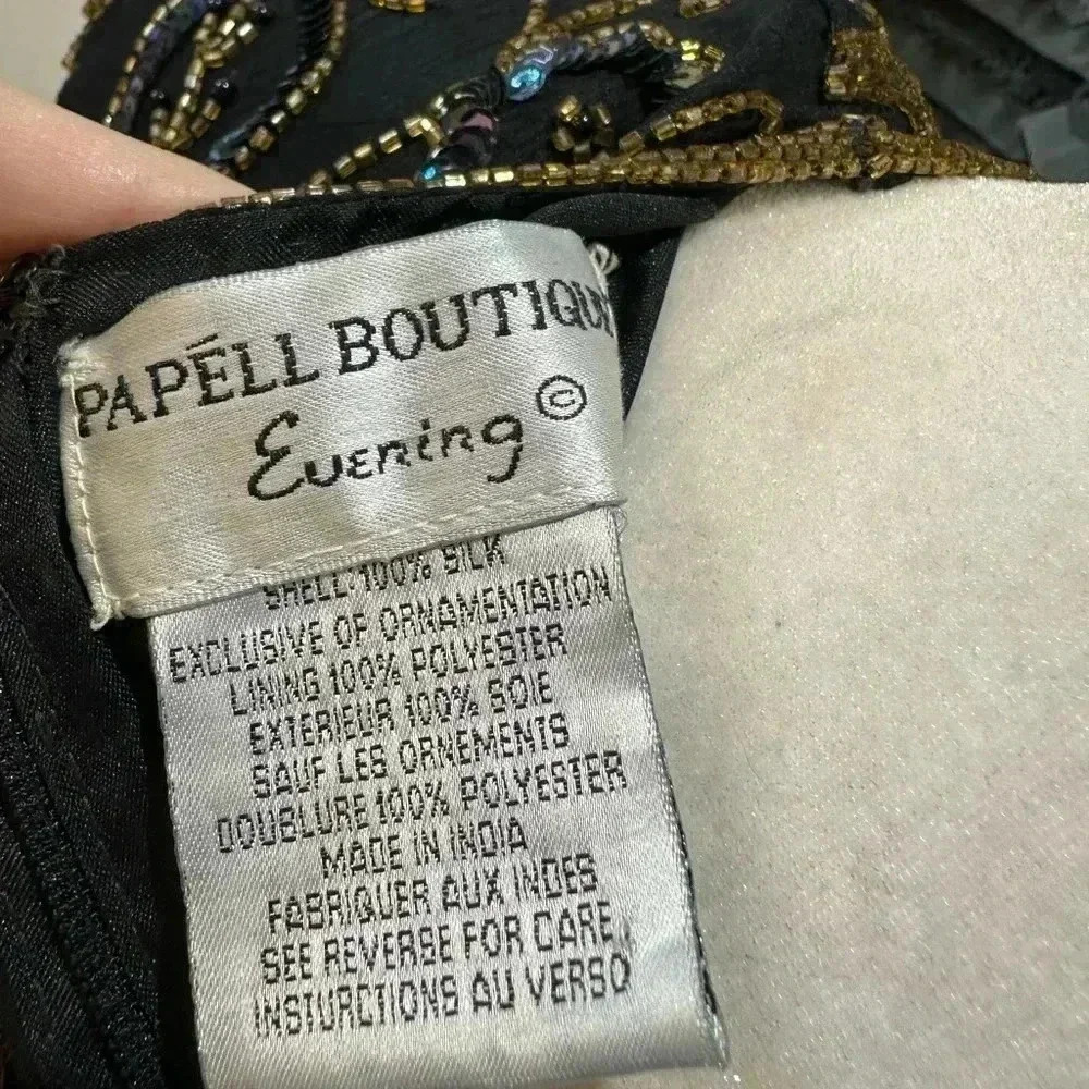Papell Boutique Elegant Vintage Black & Gold Beaded Sequin Size S - Picture 6 of 7
